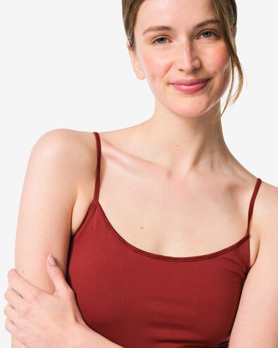 Nahtloses Damenunterhemd aus Mikrofaser mit Spaghettitr&auml;gern dunkelrot dunkelrot - 19601704DARKRED - HEMA