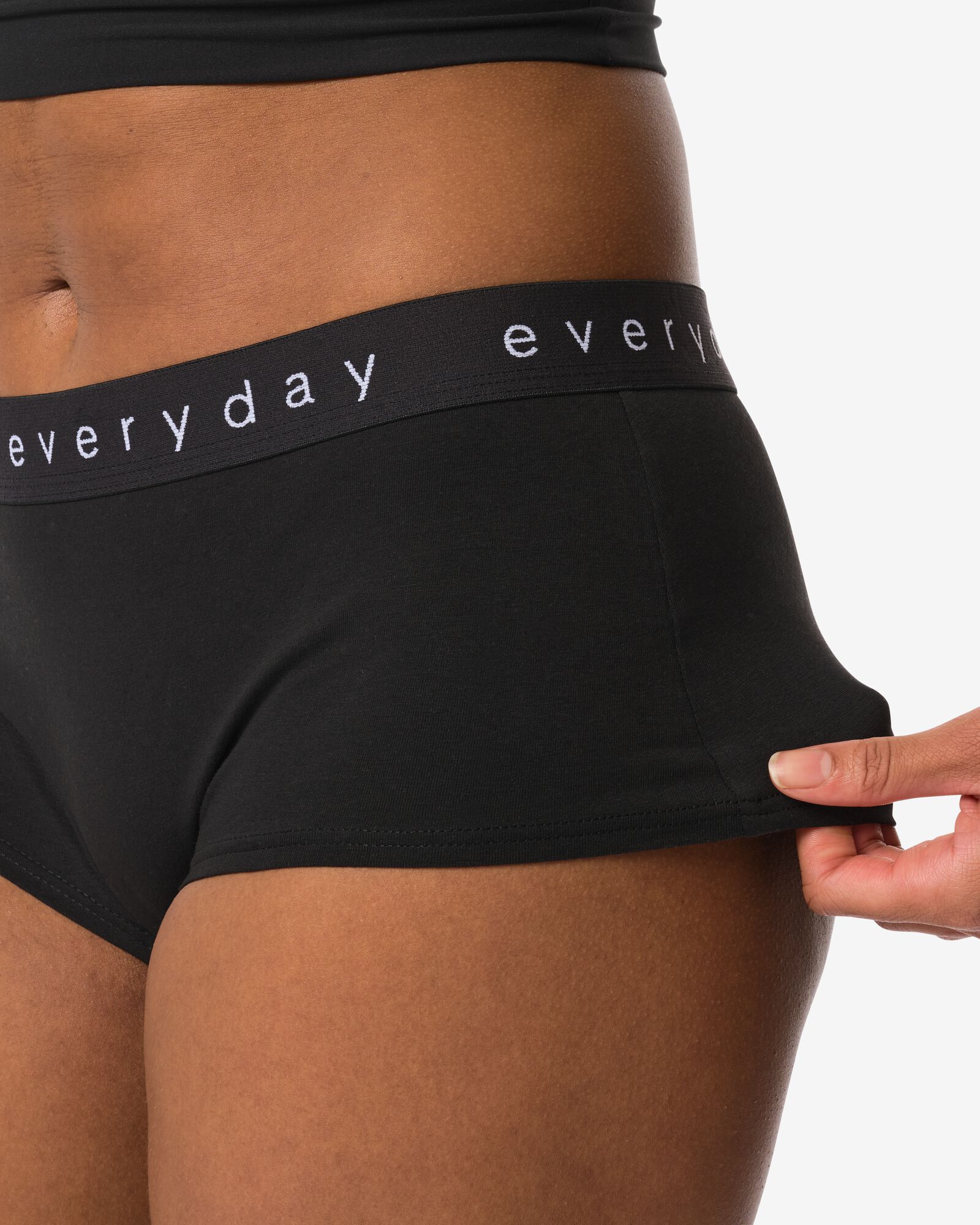 Damen-Boxershorts mit &bdquo;everyday&ldquo; auf dem Bund schwarz - 19672404BLACK - HEMA