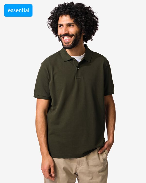 herenpolo Denton regular fit piqu&eacute; donkergroen donkergroen - 2140860DARKGREEN - HEMA