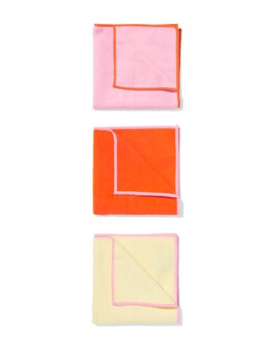 chiffons en microfibre 35x35cm rose - lot de 3 - 20500214 - HEMA