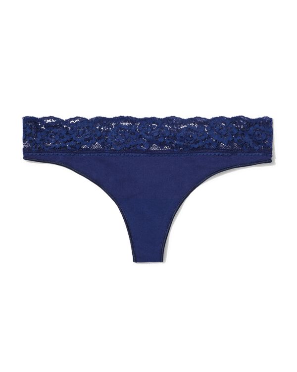 string femme sans coutures microfibre avec dentelle bleu fonc&eacute; bleu fonc&eacute; - 19601734DARKBLUE - HEMA