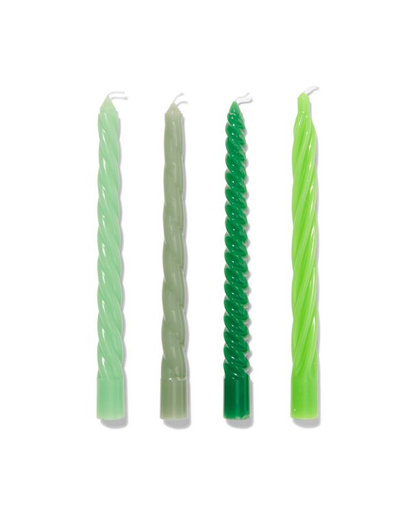 kaarsen met twist &Oslash;2x25 groen - 4 stuks - 13506028 - HEMA