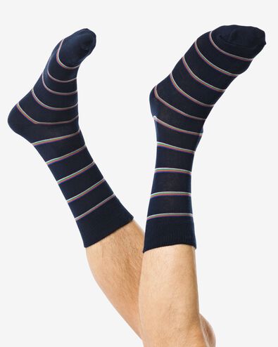 Herren-Socken, mit Baumwollanteil, Streifen dunkelblau dunkelblau - 4152665DARKBLUE - HEMA
