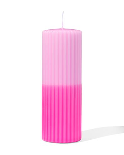 bougie cylindrique &Oslash;7x19cm nervur&eacute;e rose clair-rose vif - 13504032 - HEMA