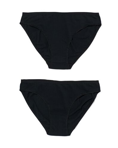 dames slips stretch katoen - 2 stuks zwart zwart - 1000030275 - HEMA