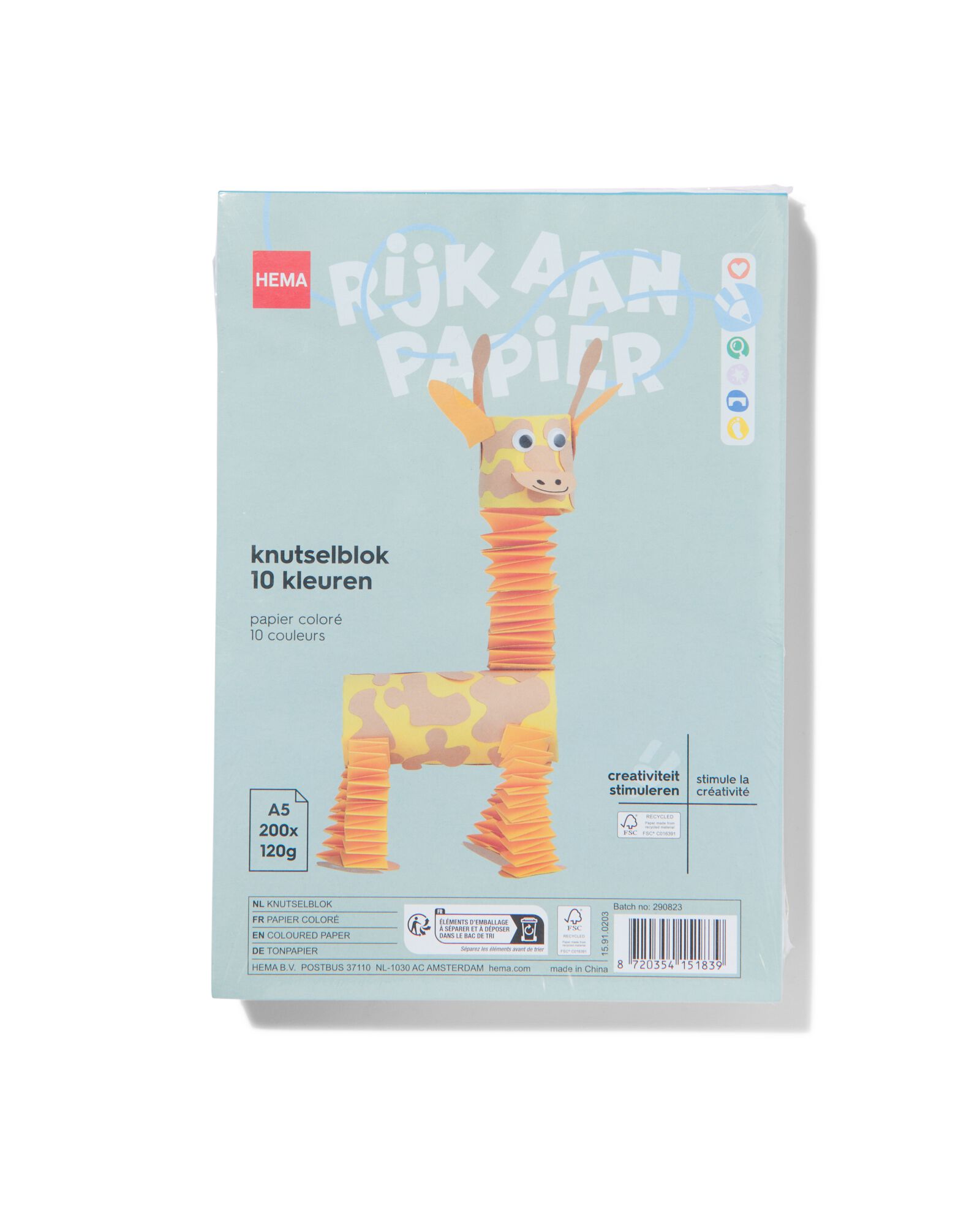 knutselblok A5 gekleurd - 15910203 - HEMA