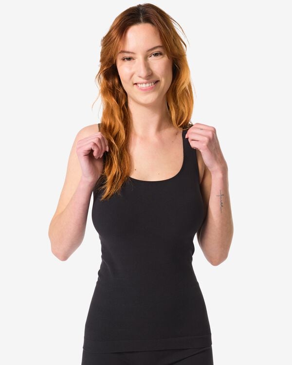 débardeur légèrement correcteur coton noir noir - 21520115BLACK - HEMA