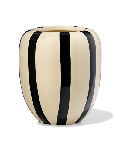 vase &Oslash;9,7 x 15 cm c&eacute;ramique rayures noir et blanc - 13324156 - HEMA