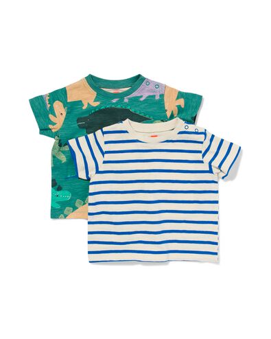 2 t-shirts bébé avec dinosaure et rayures vert 68 - 33194042 - HEMA