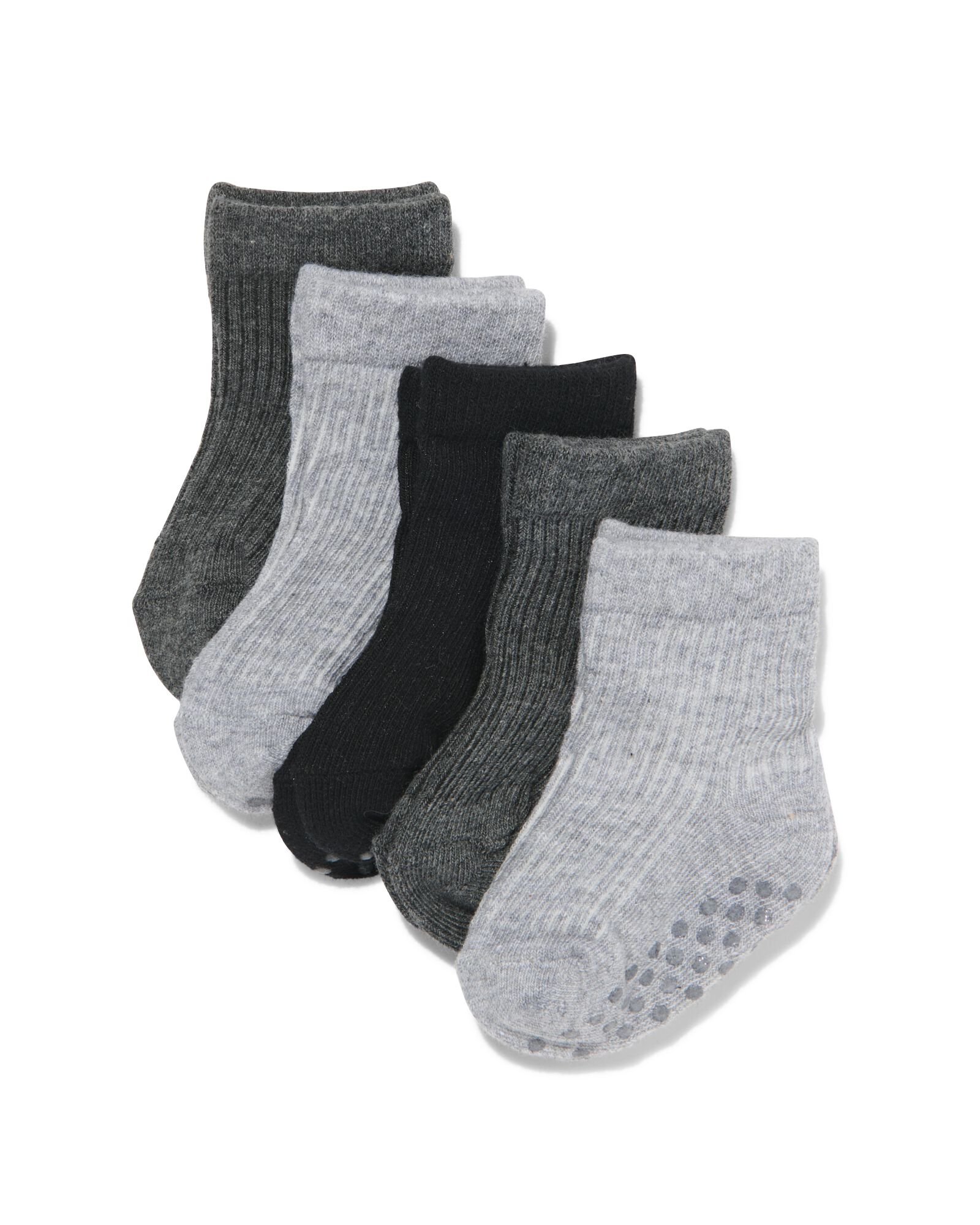 5 paires de chaussettes b&eacute;b&eacute; avec coton gris gris - 1000028755 - HEMA