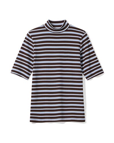 dames T-shirt Clara rib strepen zwart zwart - 36207150BLACK - HEMA