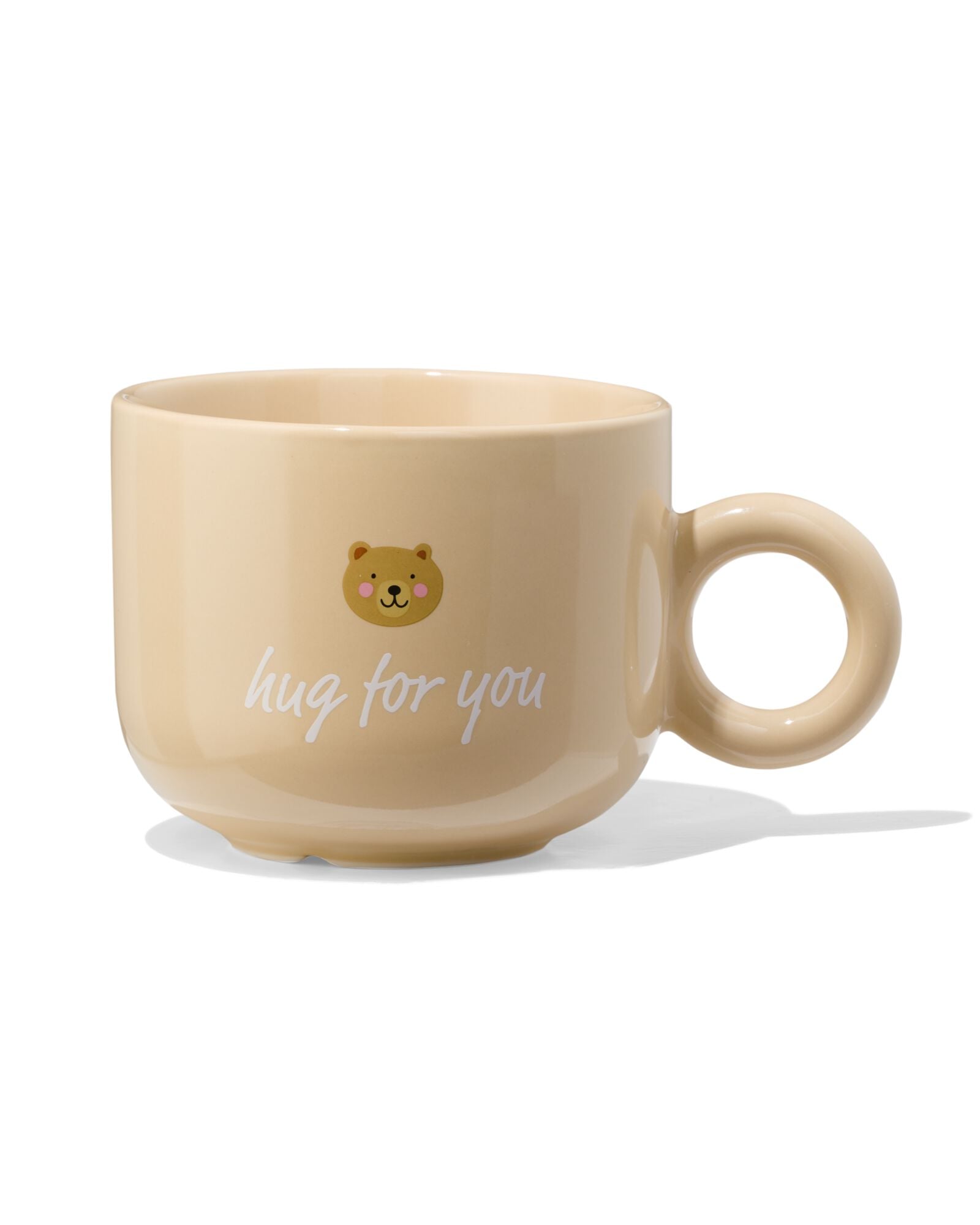 mug &agrave; th&eacute; 480ml fa&iuml;ence beige animaux - 61100283 - HEMA