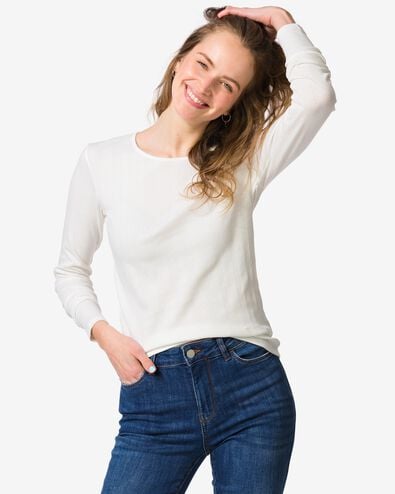 t-shirt femme Colette ajour&eacute; blanc blanc - 36207480WHITE - HEMA