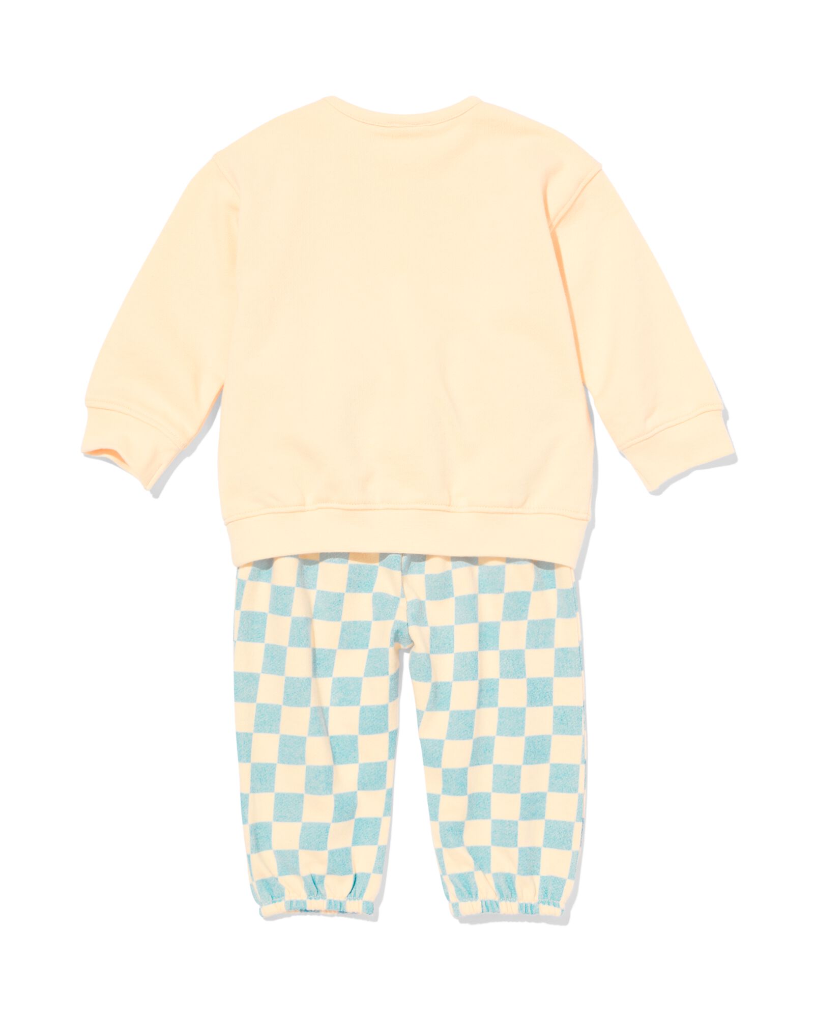 newborn kledingset jersey blokken  ecru ecru - 33438820ECRU - HEMA