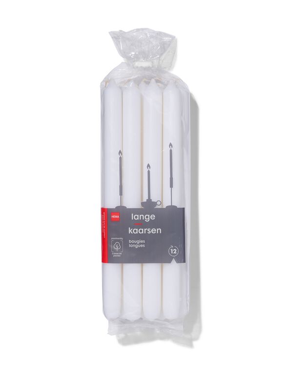 12 bougies longues &Oslash;2.2x29&nbsp; blanc blanc - 1000015446 - HEMA