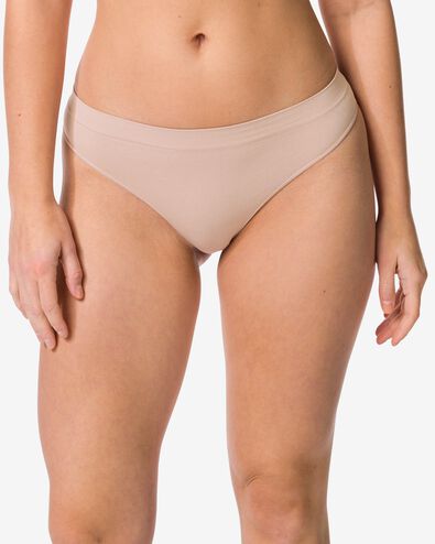 damesstring naadloos micro beige beige - 19607620BEIGE - HEMA
