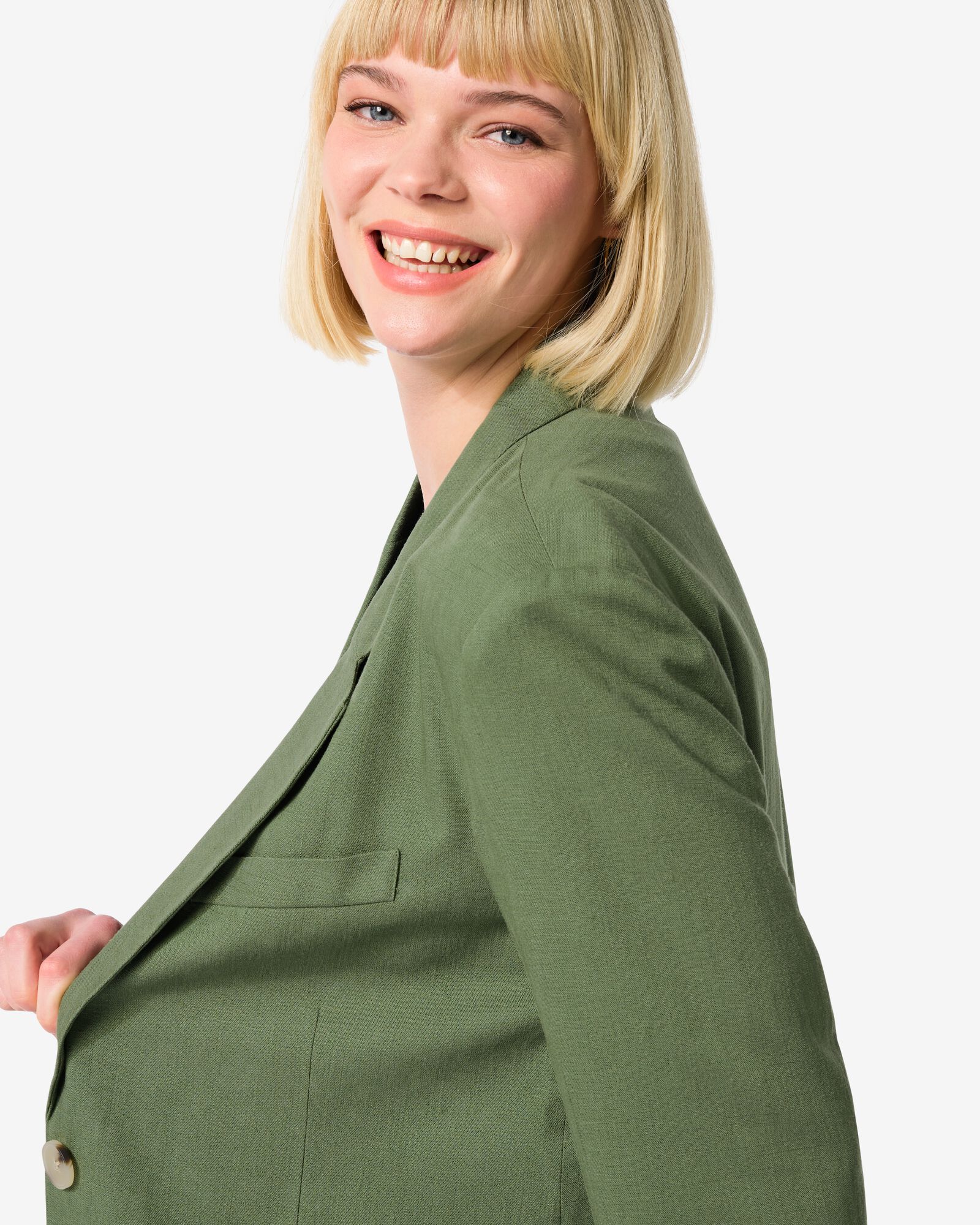 blazer oversize en lin Isla femme vert - 36209465GREEN - HEMA