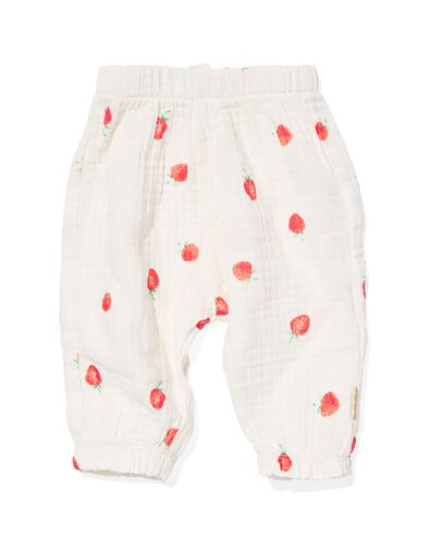 pantalon nouveau-né mousseline fraises blanc cassé 74 - 33495615 - HEMA