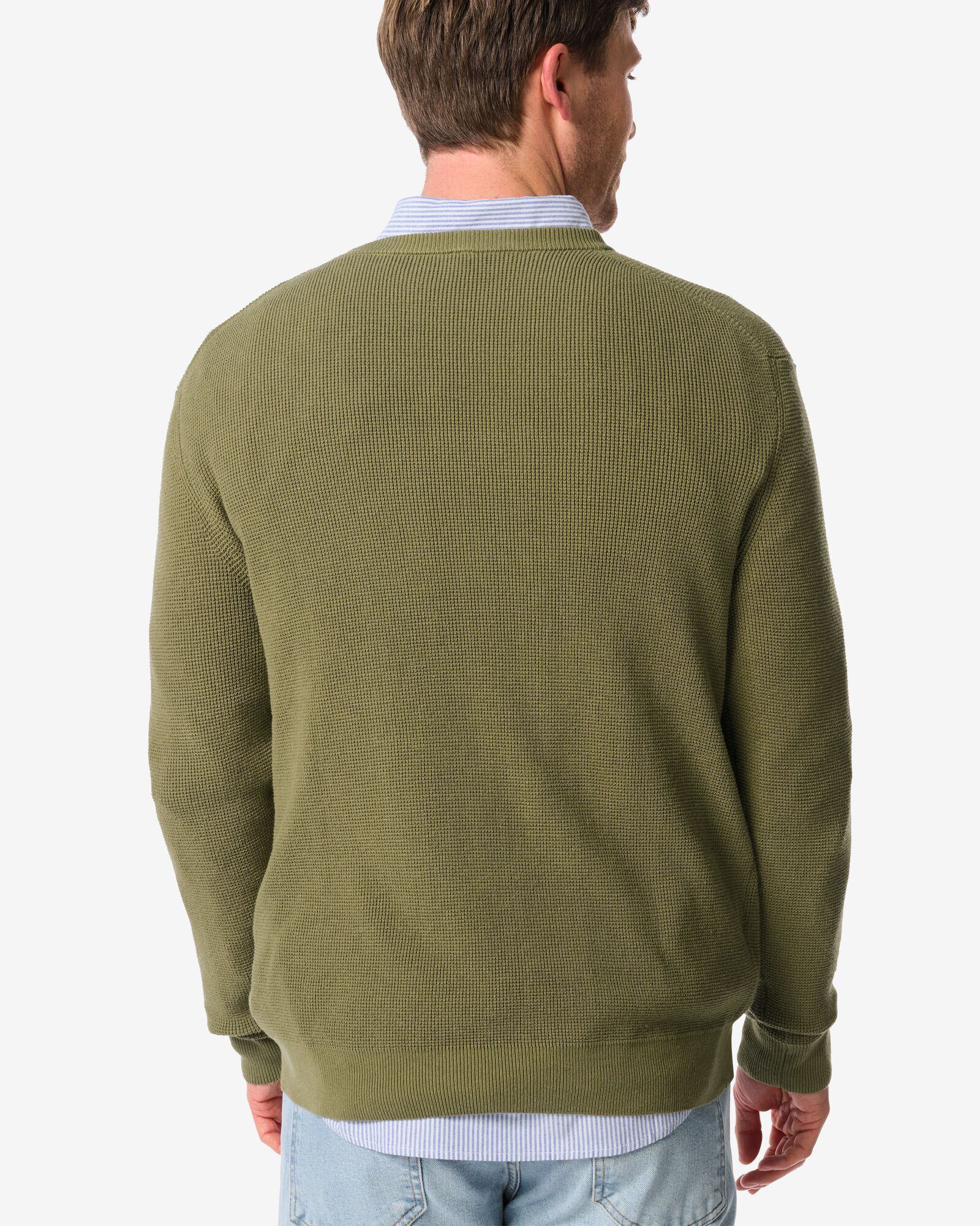 pull homme Lars gaufr&eacute; vert moyen vert moyen - 2140830MIDGREEN - HEMA