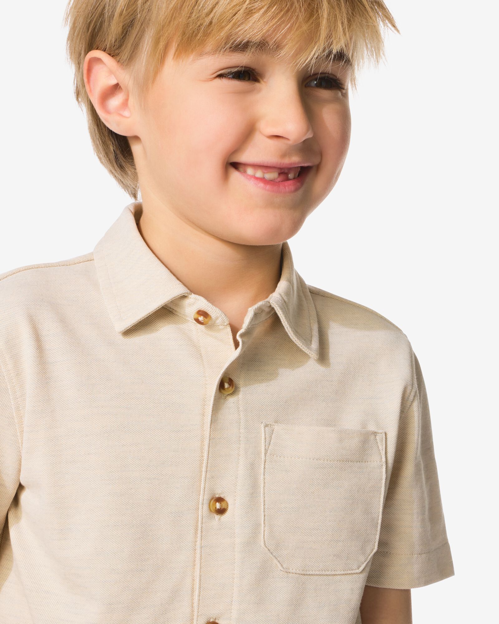 kinderoverhemd piqu&eacute; zand zand - 30717604SAND - HEMA