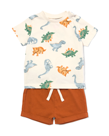 ensemble vêtements bébé t-shirt et short coton dinosaure écru écru - 1000031007 - HEMA