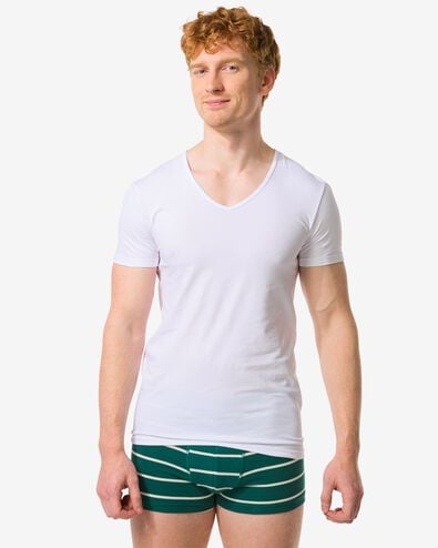 2er-Pack Herren-T-Shirts, Slim Fit, V-Ausschnitt, nahtlos wei&szlig; wei&szlig; - 1000009976 - HEMA