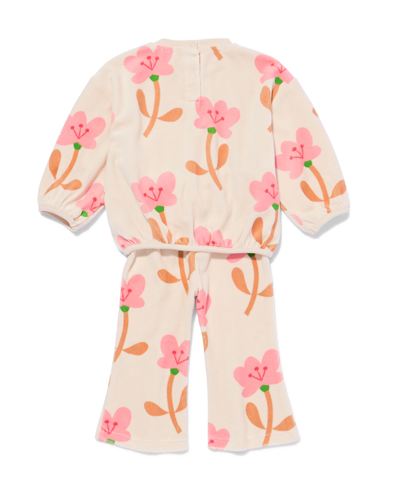 baby kledingset velour bloemen ecru ecru - 33075360ECRU - HEMA