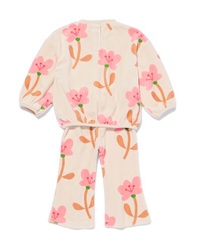 baby kledingset velour bloemen ecru ecru - 33075360ECRU - HEMA