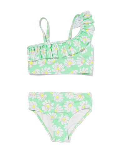 bikini enfant asymétrique avec fleurs vert 122/128 - 22299623 - HEMA