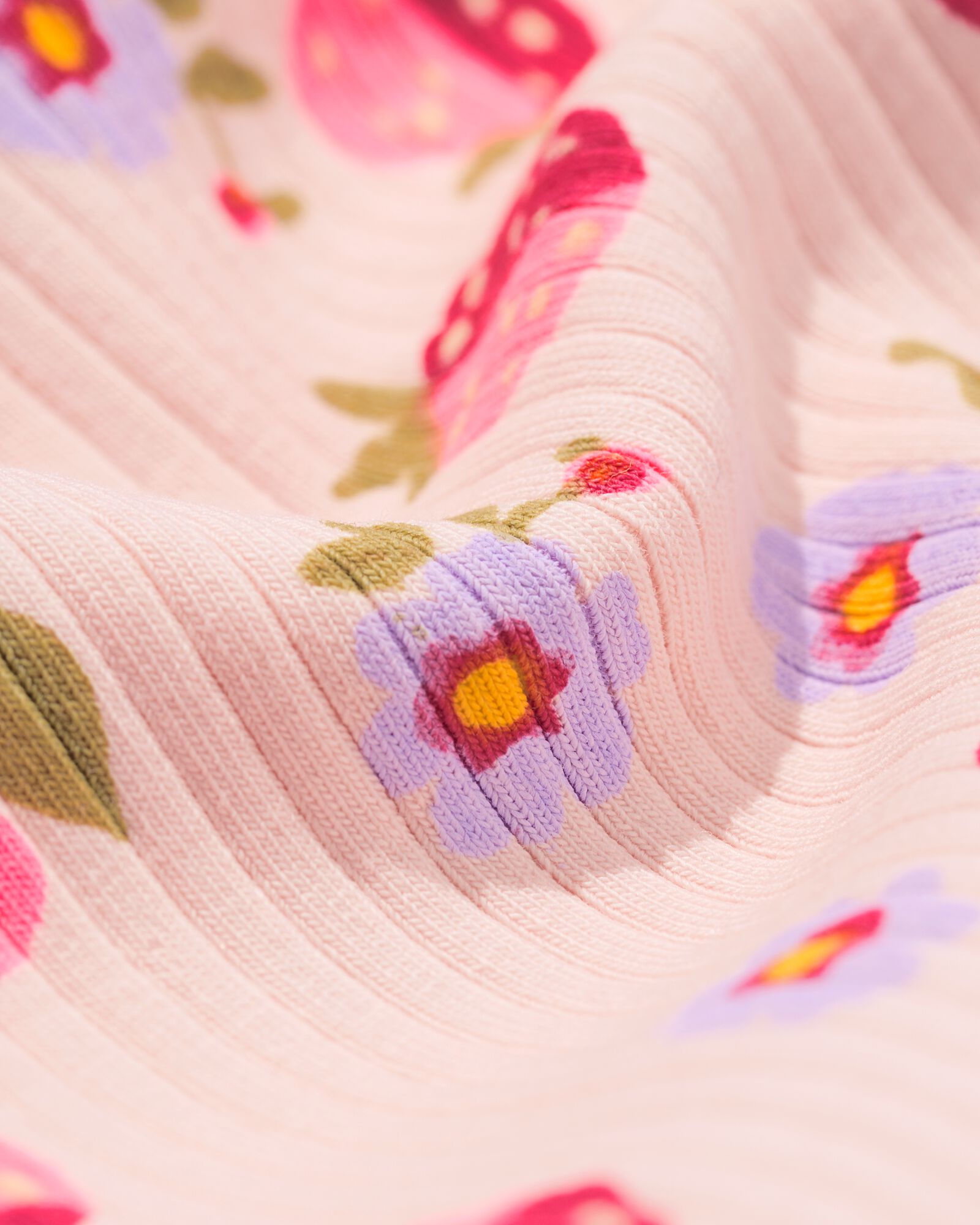 kinderlegging bootcut rib aardbeien roze roze - 30842119PINK - HEMA