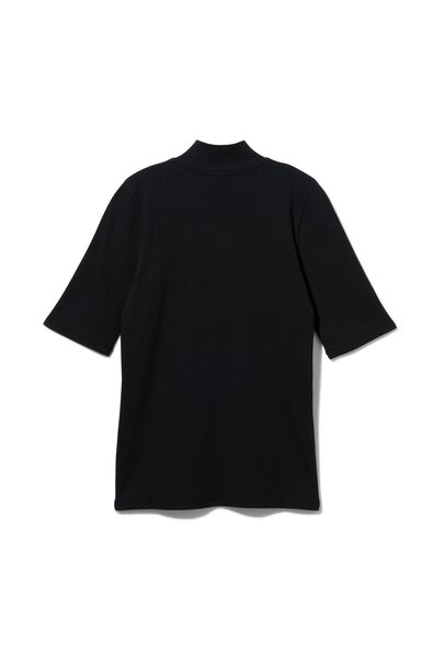 Damen-Shirt Clara, Feinripp zwart M - 36228172 - HEMA