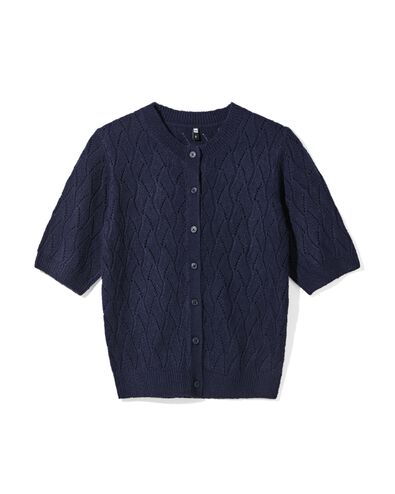 damesvest Golda ajour donkerblauw donkerblauw - 36205780DARKBLUE - HEMA