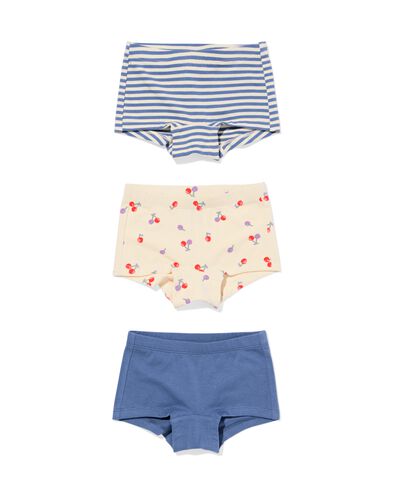 kinderboxers stretch katoen kers - 3 stuks blauw - 19300340BLUE - HEMA