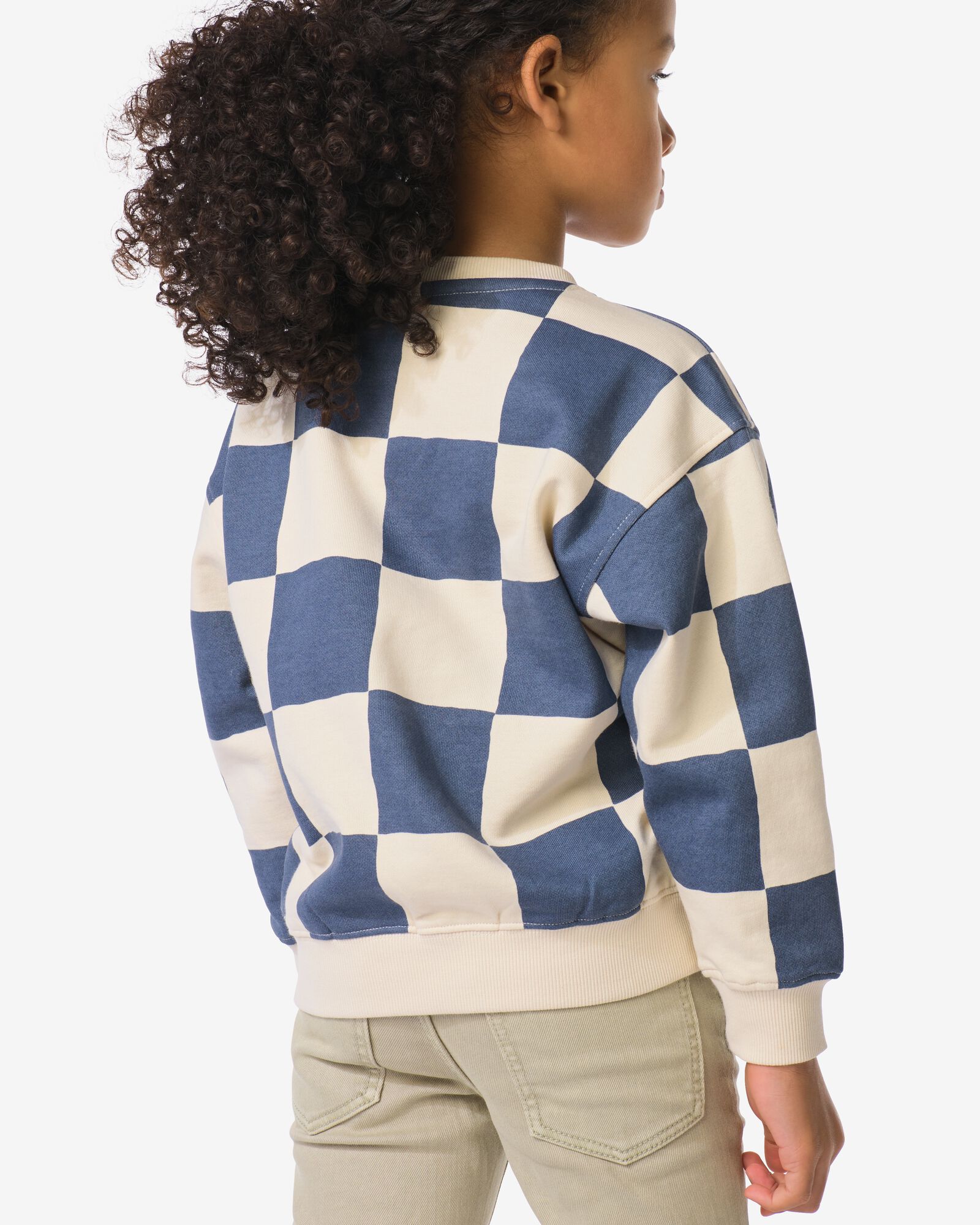 kindertrui sweatstof blokken  ecru ecru - 30712301ECRU - HEMA