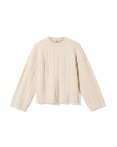 pull femme Hajar torsad&eacute; blanc cass&eacute; - 36205030OFFWHITE - HEMA