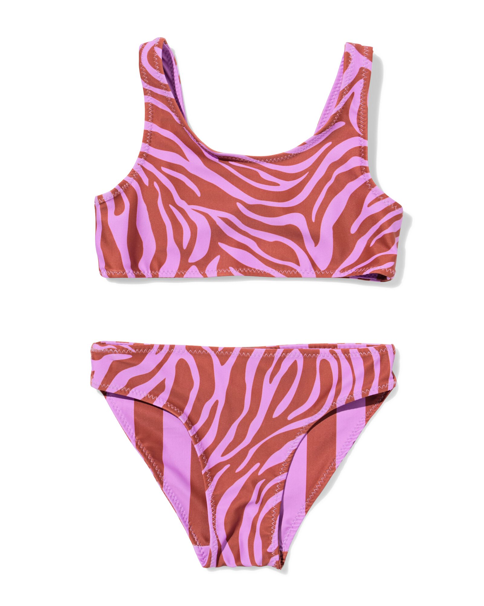 omkeerbare kinderbikini zebra-strepen lila lila - 22260210LILAC - HEMA