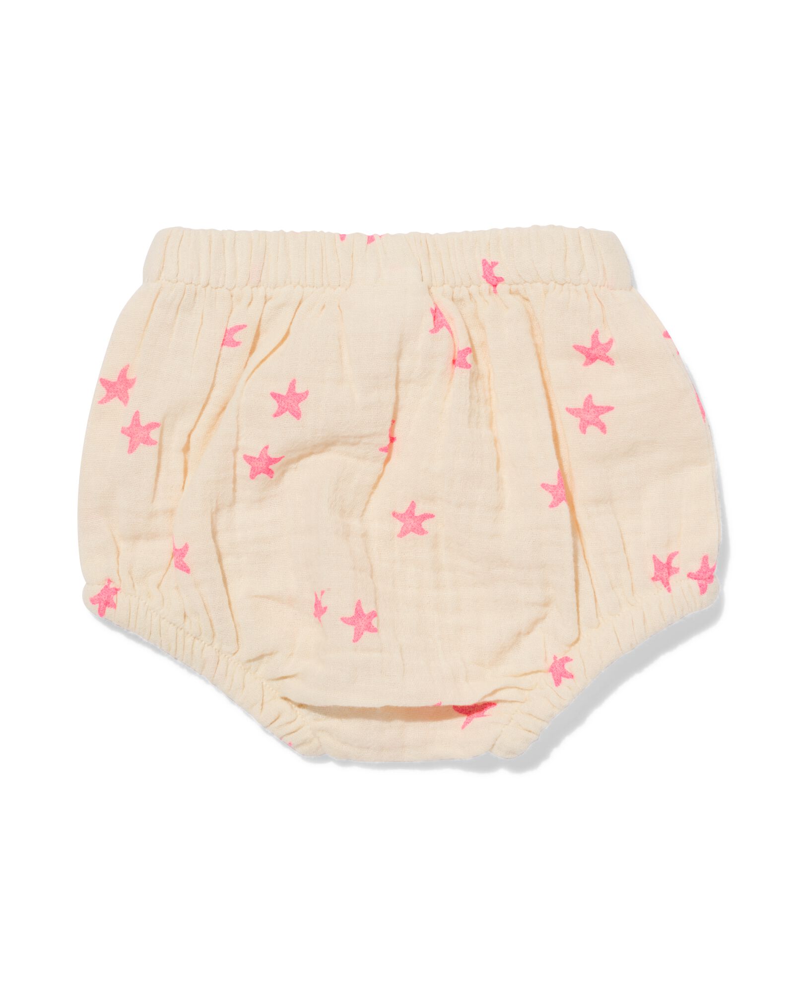 newborn broek comfy fit mousseline sterren ecru ecru - 33452520ECRU - HEMA