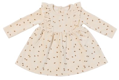 Baby-Kleid mit Rüschen, gerippt, Velours ecru - 1000029126 - HEMA