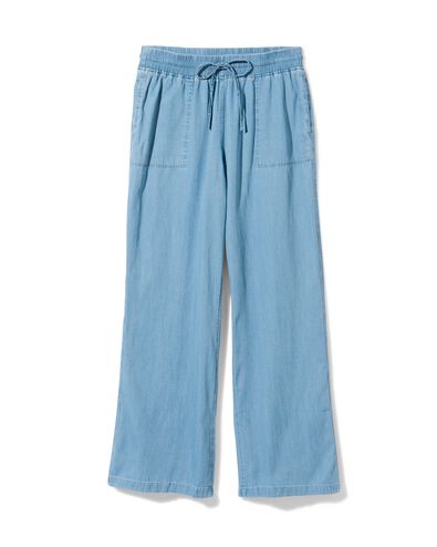 damesbroek Lila wide leg tencel middenblauw middenblauw - 36249485MIDBLUE - HEMA