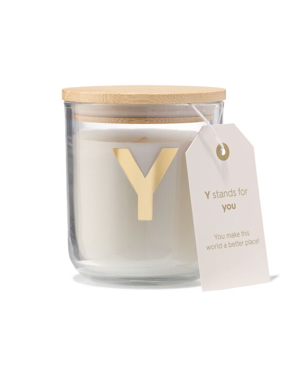 kaars in glas &Oslash;8x10cm letter Y - 61100424 - HEMA