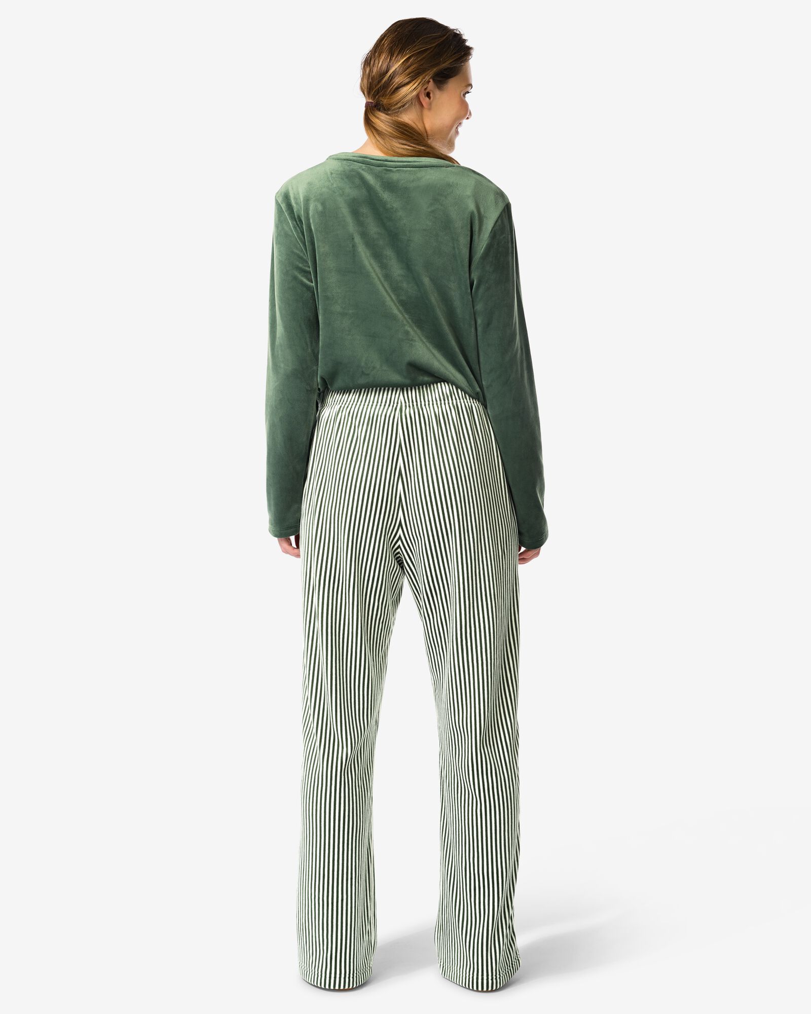 Damenhose aus Samt, gestreift dunkelgrün dunkelgrün - 23401236DARKGREEN - HEMA
