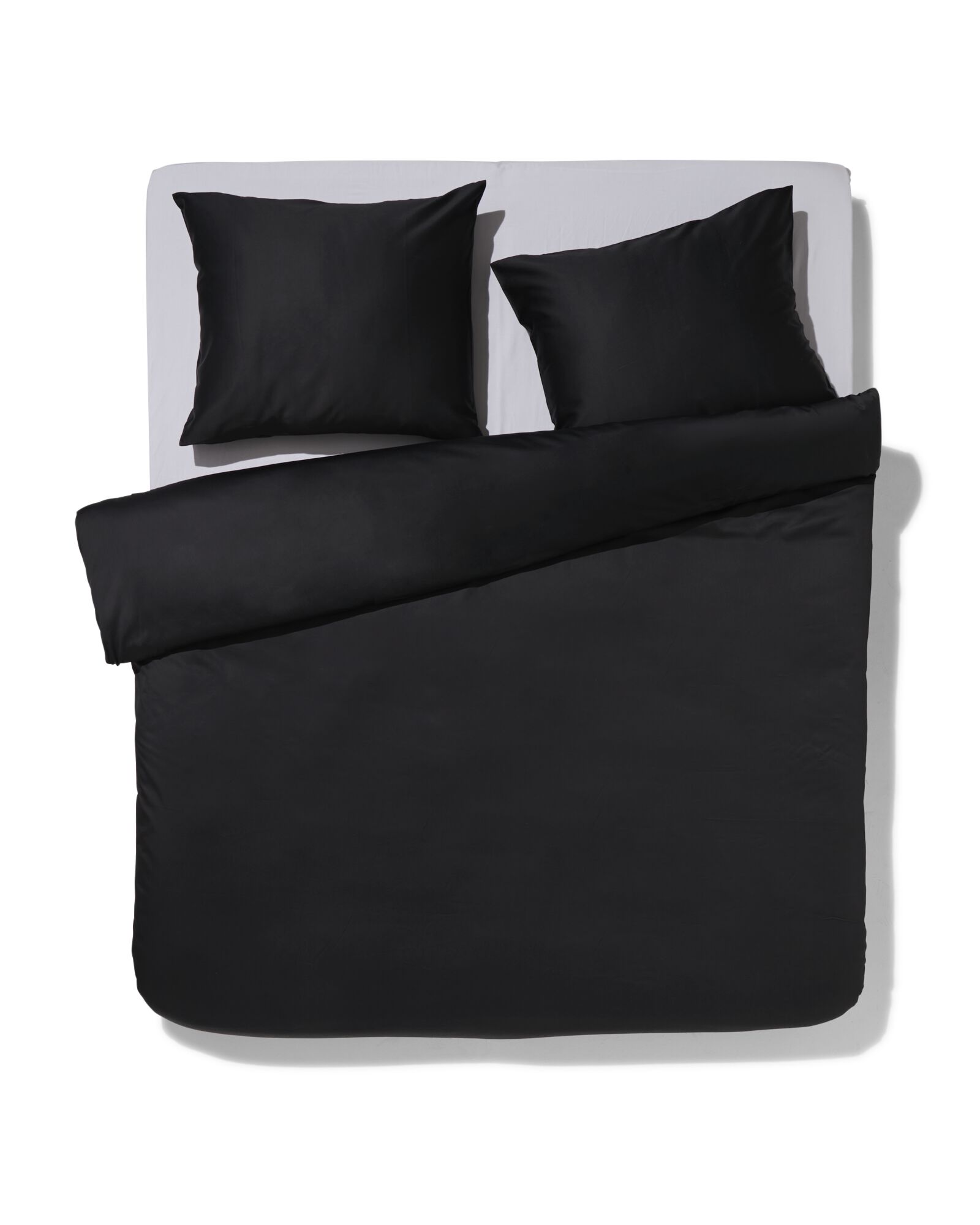 housse de couette 200x200/220 cm coton h&ocirc;tel satin noir - 5790274 - HEMA