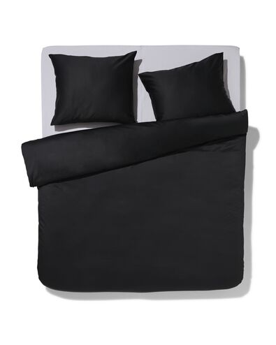 housse de couette 200x200/220 cm coton h&ocirc;tel satin noir - 5790274 - HEMA
