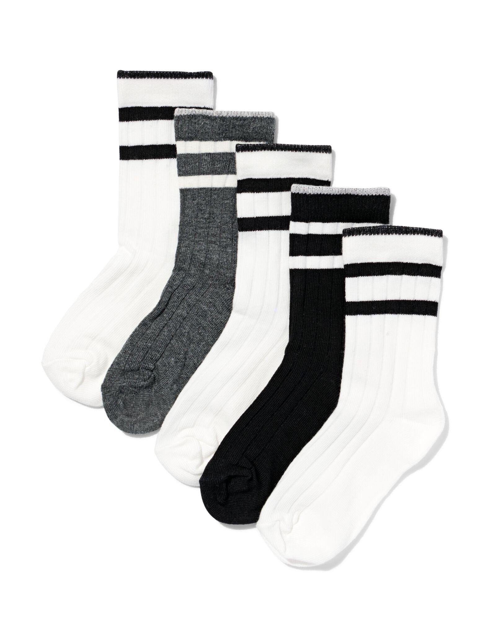 Kinders&ouml;ckchen, gestreift &ndash; 5 Paar wei&szlig; wei&szlig; - 4350270WHITE - HEMA