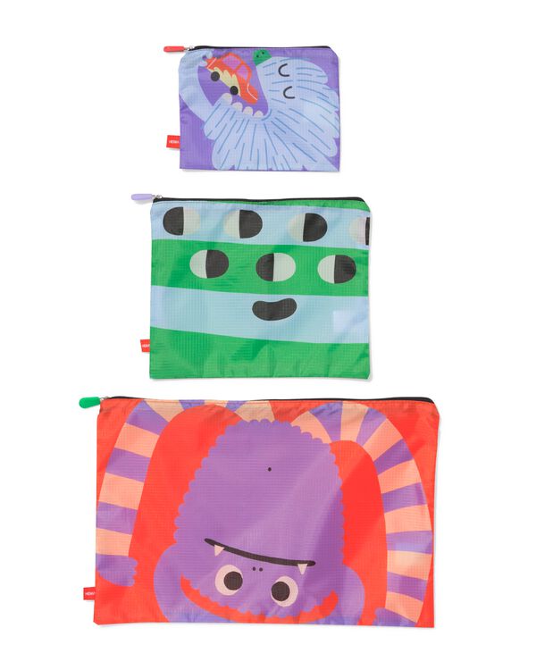 ritstasjes S+M+L monsters - 3 stuks - 18670031 - HEMA