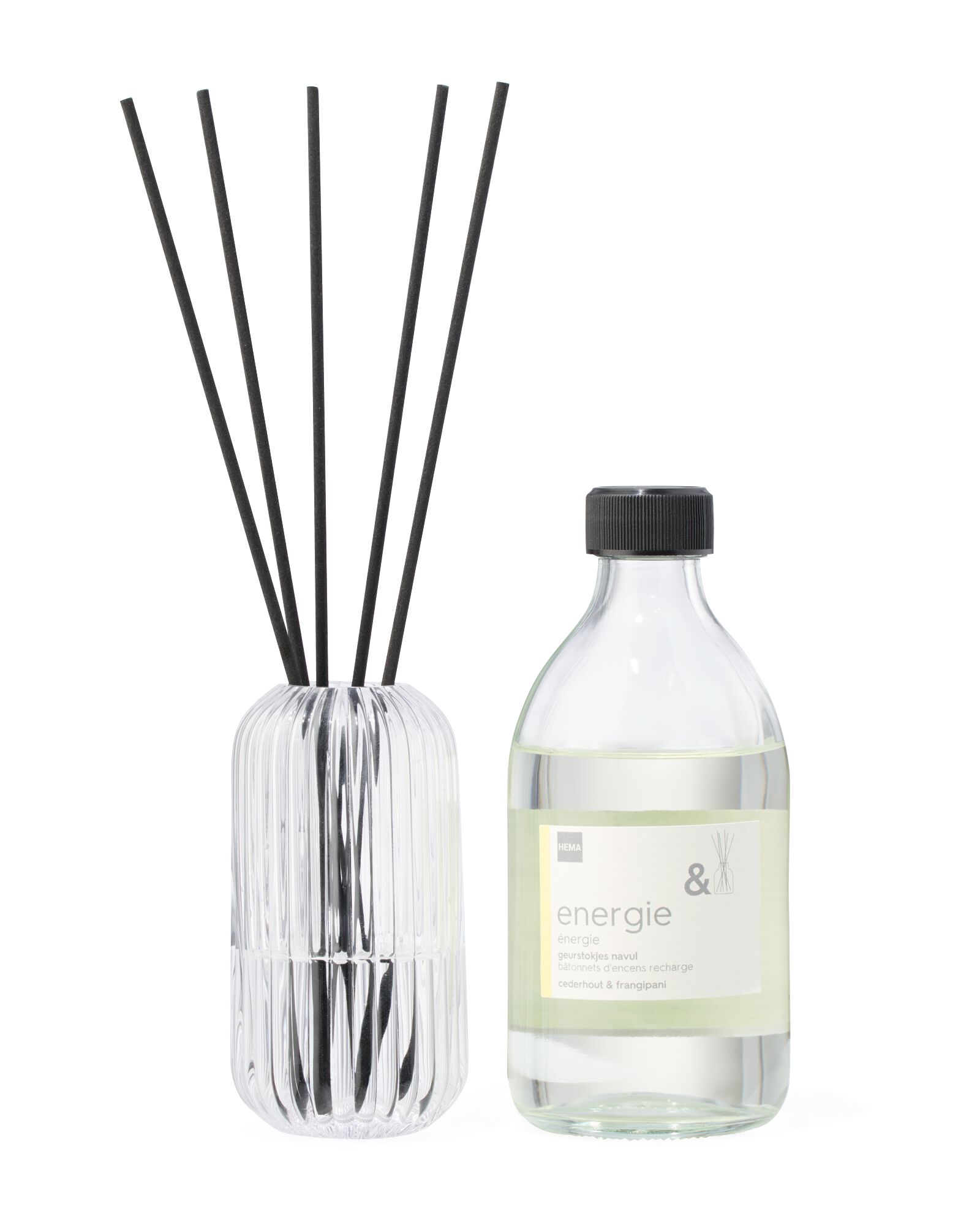 vase pour b&acirc;tonnets parfum&eacute;s ⌀5,5x11cm verre nervur&eacute; transparent - 13507515 - HEMA