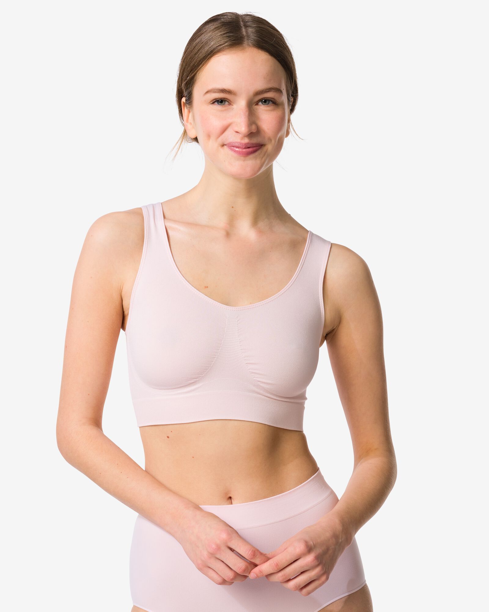 niet voorgevormde top zonder beugel naadloos lichtroze - 21805760LIGHTPINK - HEMA