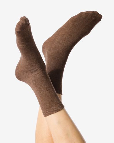 chaussettes en coton m&eacute;lang&eacute; - 5 paires beige - 4200290BEIGE - HEMA