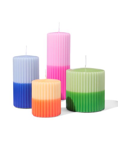 Stumpenkerze &Oslash; 7 &times; 8 cm, gerippt, Hellrosa/Pink - 13504026 - HEMA