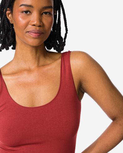 débardeur femme sans couture microfibre bretelles spaghetti rouge foncé - 19601704DARKRED - HEMA
